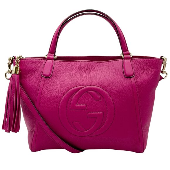 Gucci Fuchsia Pebbled Leather Soho Bag - Picture 1 of 9